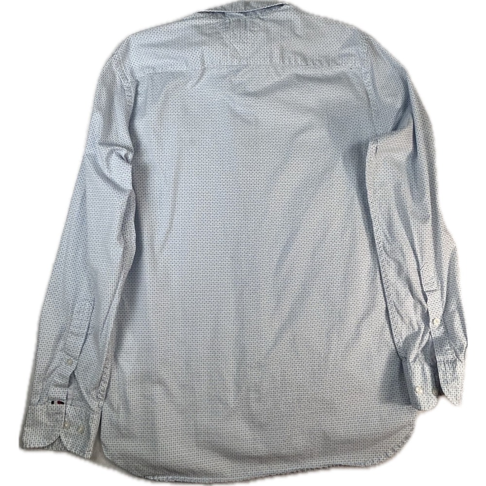 Tommy Hilfiger Mens Regular Fit Button Down Shirt Blue Geometric Print Size M - Picture 4 of 8